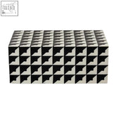 Davino large trinket box with black and white geometric pattern glossy finish perfect as a stylish trinket box