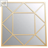 Descartes gold frame wall mirror with a gold frame and geometric diamond pattern for stylish wall decor