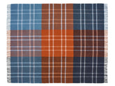 Stormness Check Pure New Wool Throw - Brick/Navy
