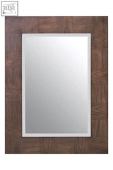 Rectangular dimaro antique grey wall mirror with dark brown wooden frame and intricate interlocking pattern