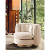 Dino Armchair With Swivel Base - White / Velvet