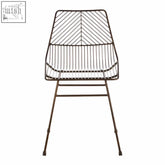 Black wireframe district bronze metal chair with geometric chevron backrest and tapered legs