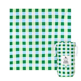 Dock & bay picnic blanket apple tart in green and light blue gingham with matching carry bag large 170x170cm recycled material