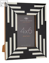 Donato 4in x 6in black and white stripe photo frame with a sleek modern design as a white stripe photo frame