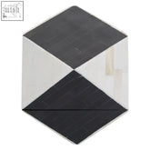 Donato black and white small trinket box featuring hexagonal mosaic tile with herringbone pattern on black sections