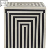 Donato large square black and white stripe trinket box with geometric concentric rectangular stripes pattern