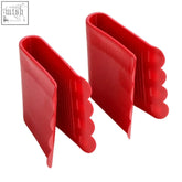 Red tpr dora set of 2 anti scald grips with scalloped edge design for safe hot item handling