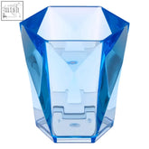 Dow blue acrylic tumbler with blue faceted acrylic and tapered construction in a geometric diamond design