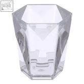 Clear faceted crystal vase with geometric octagonal design and engraved face in dow clear acrylic style