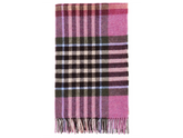Chesil Check Pure New Wool Throw - Raspberry