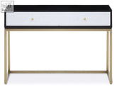 Dumas black and white console table with drawers and gold tone legs stylish white console table for entryway or living room