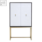 Modern dumas black and white two door cabinet with white two door textured doors black frame and gold legs