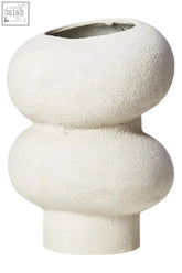 Cream-colored ceramic dunas small textured white bubble vase with a modern segmented textured white finish