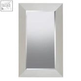 Silver wall mirror with champagne silver frame and vertical ridged bevelled edge from duvali collection