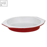 Ecocook red 29cm baking dish with handles made of glossy ceramic in red and white perfect for baking pies