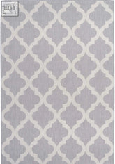 Gray and cream quatrefoil patterned ecology outdoor rug grey made with durable 400g material for outdoor use
