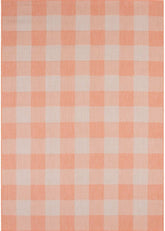 Peach and cream gingham woven texture on ecology outdoor rug orange perfect for outdoor use