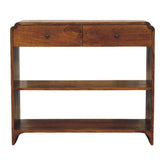 Ellington console table rich brown wooden with two drawers and three shelves perfect for your living space
