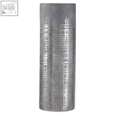 Embra large flower vase silver metallic with textured grid pattern grey ceramic flower decor piece