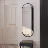 Emi - Black Metal Runway Oval Mirror - 120cm x 40cm