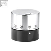 Ertza stainless steel kitchen timer in silver and black with a rotating dial marked in five-second increments