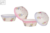 Pink and white paper fairy cupcake liners with cartoon designs in fairy 60 pieces medium cupcake cases set