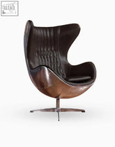 Dark brown leather fawkes aviator office chair with copper aluminium shell and riveted detailing