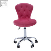 Pink velvet fayth pink velvet tufted office chair with buttoned back and chrome five hooded casters base