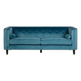 Felisa 3 Seat Teal Blue Velvet Sofa