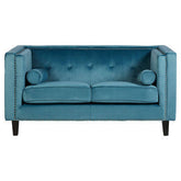 Felisa Two Seat Teal Blue Velvet Sofa