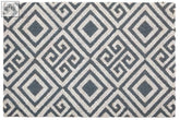 Filta blue and white geo coir doormat with gray and navy blue geometric pattern made of eco friendly natural coir with anti slip pvc backing