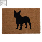 Brown coir british bulldog doormat with black french bulldog silhouette perfect as a bulldog doormat