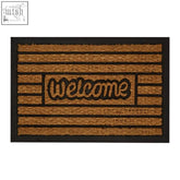 Brown coir panama doormat with black border and skid pvc backing perfect for outdoor welcome mats