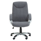 Finlay grey home office chair with gray upholstered seat and chrome base on casters for home office use