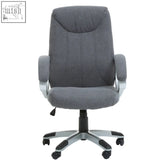 Finlay grey home office chair with gray upholstered seat and chrome base on casters for home office use