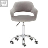 Gray velvet home office chair fionna grey velvet with curved back chrome base and casters for easy movement