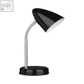Flexi black gloss desk lamp with a black gloss finish and chrome flexible gooseneck ideal for focused lighting