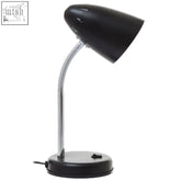Matte black desk lamp with flexible gooseneck and sleek modern design perfect for any black desk setup