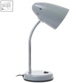 Matte grey desk lamp with flexible gooseneck and metallic base perfect for adjustable lighting on grey desks