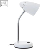 Matte white desk lamp with flexible gooseneck and sleek modern design perfect for any white desk setup