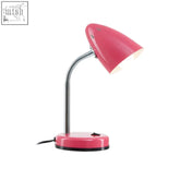 Pink metallic flexi pink gloss desk lamp with flexible gooseneck arm and circular base for easy lighting adjustments