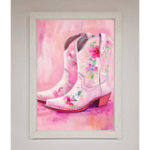 Floral Cowboy Boots Framed Poster - A3 (29.7 x 42 cm) / White - Framed Print