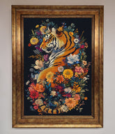 Floral Garden Tiger Framed Wall Art
