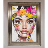 Floral Woman Face Framed Print - A3 (29.7 x 42 cm) / Silver - Framed Print