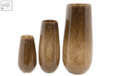 Set of three mouth blown robert vases in amber glass with wood grain texture from dutz collection