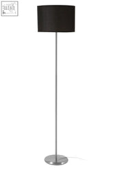 Forma black waffle floor lamp with black cylindrical waffle effect shade and slender chrome base