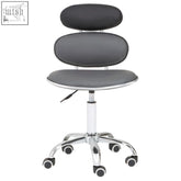 Fran black pu home office chair with gray pebble design seat and stacked oval backrest on chrome base