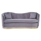 Franza Grey 3 Seat Pleated Velvet Sofa