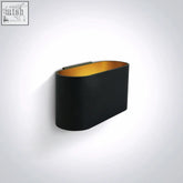 Black oval aluminium decorative wall light with gold interior lining from g9 decorative wall lights 60056