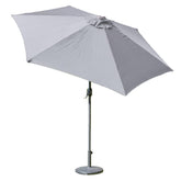 Gray garden parasol with crank mechanism steel ribs and durable polyester fabric for outdoor use by GardenKraft